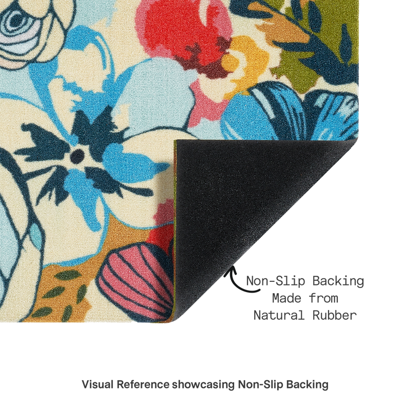 Watercolor Floral Outdoor Doormat – 18" x 30" Non-Slip, Nylon by Fab Habitat