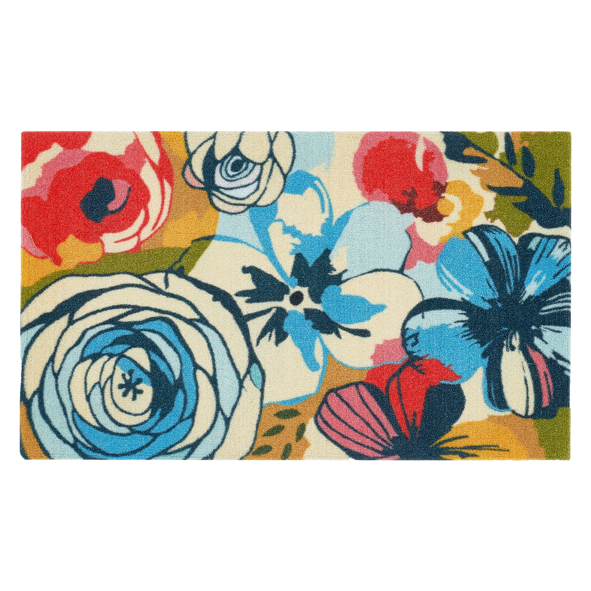 Watercolor Floral Outdoor Doormat – 18" x 30" Non-Slip, Nylon by Fab Habitat