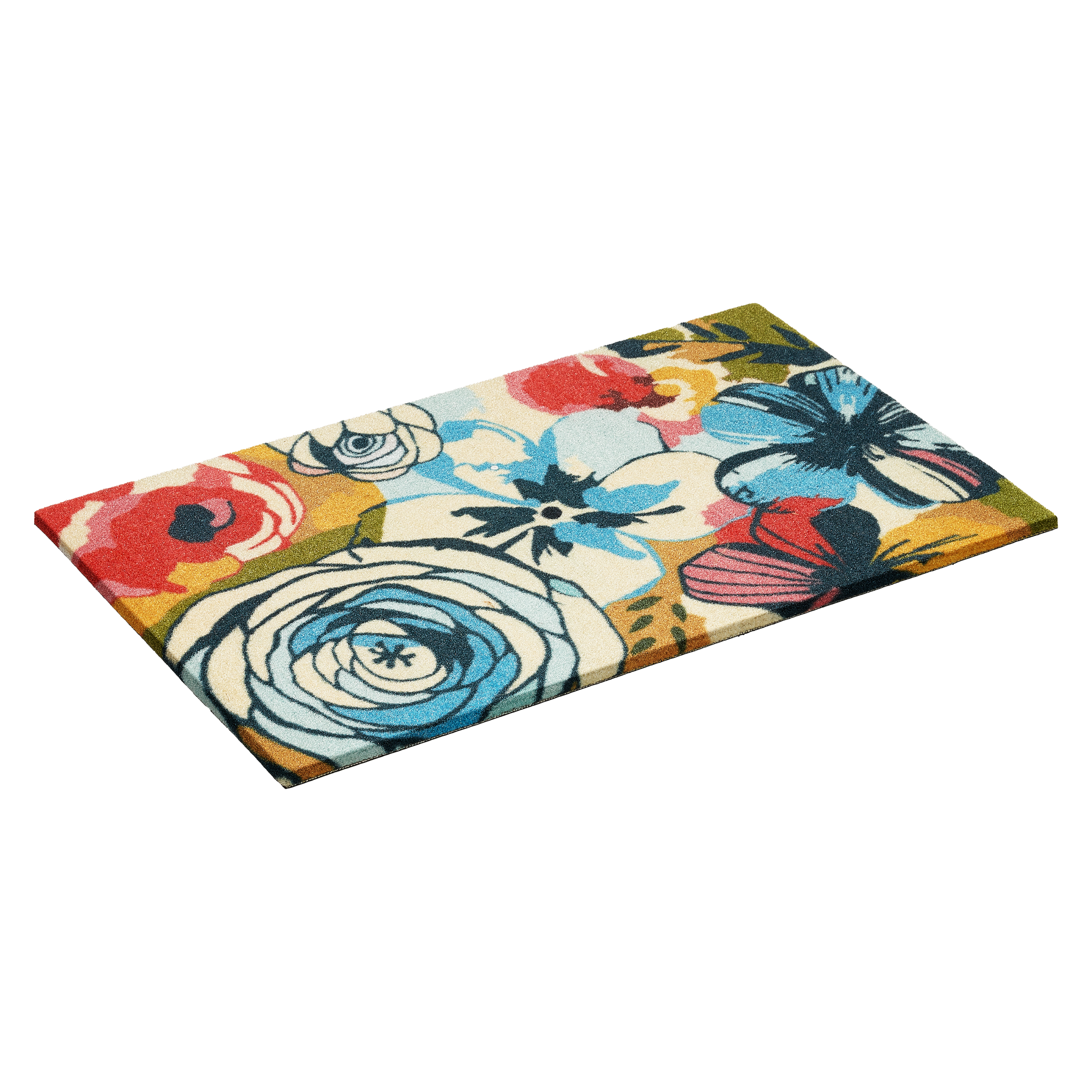 Watercolor Floral Outdoor Doormat – 18" x 30" Non-Slip, Nylon by Fab Habitat