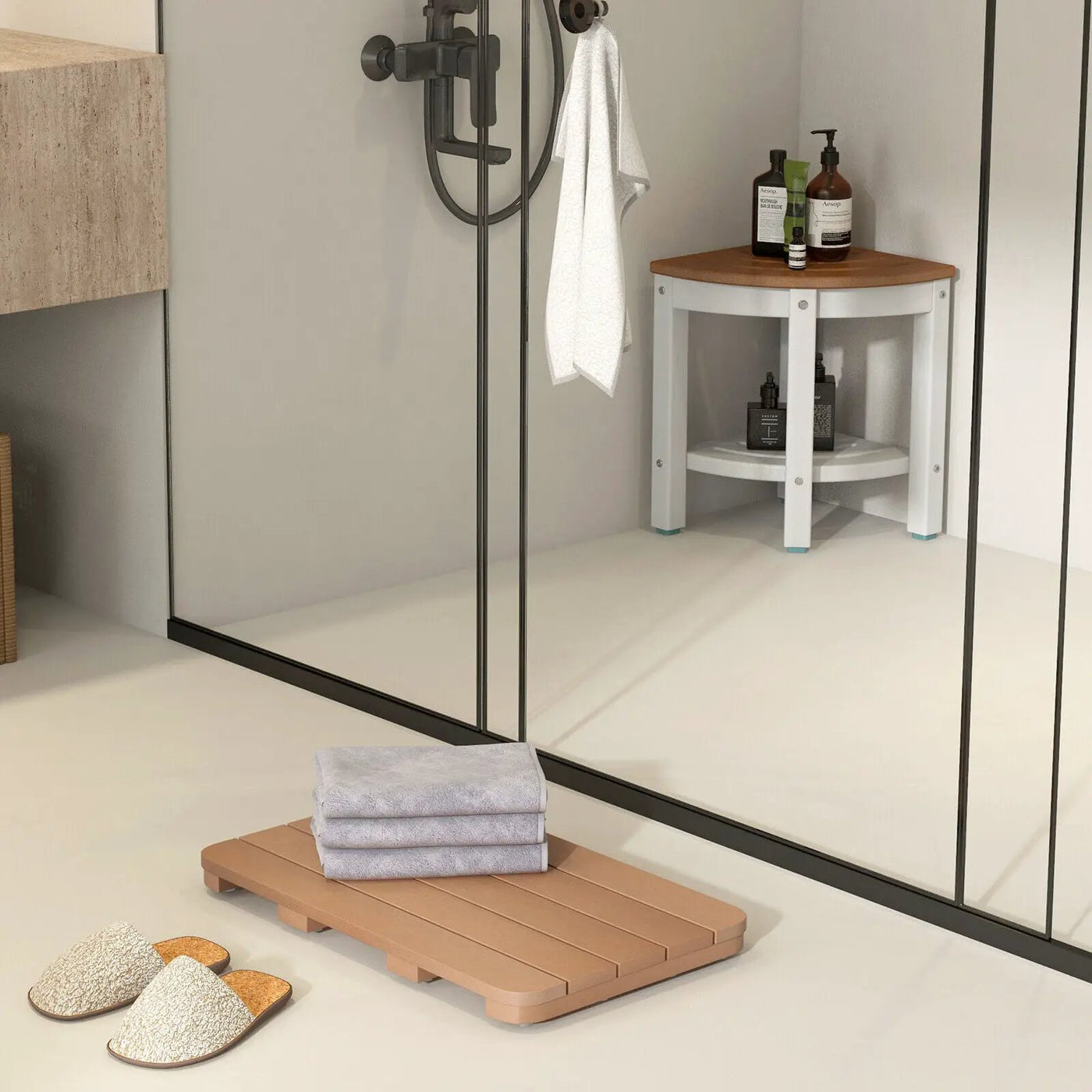 Waterproof HIPS Spa Shower Mat for Bathroom with Non Slip Foot Pads by DirectDeals