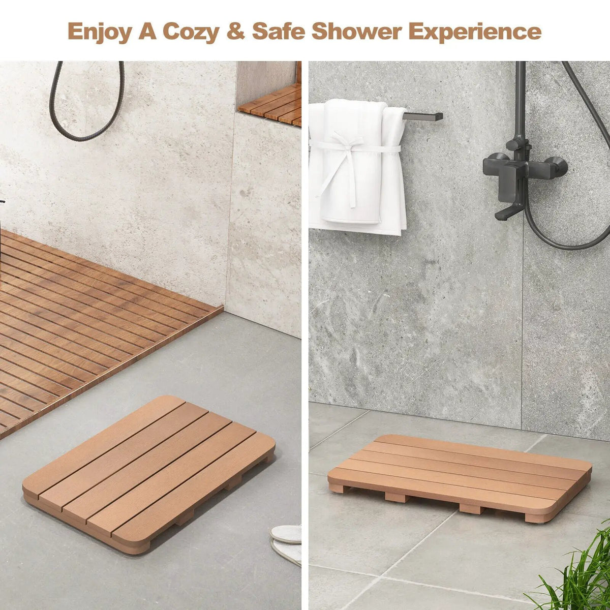 Waterproof HIPS Spa Shower Mat for Bathroom with Non Slip Foot Pads by DirectDeals