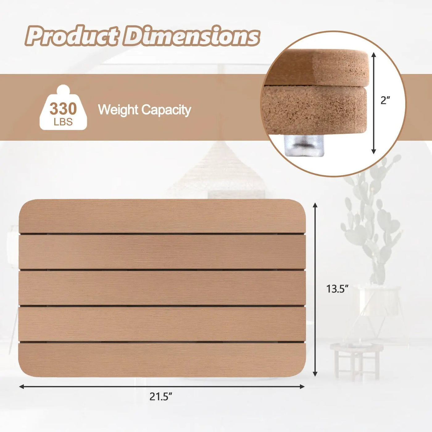 Waterproof HIPS Spa Shower Mat for Bathroom with Non Slip Foot Pads by DirectDeals