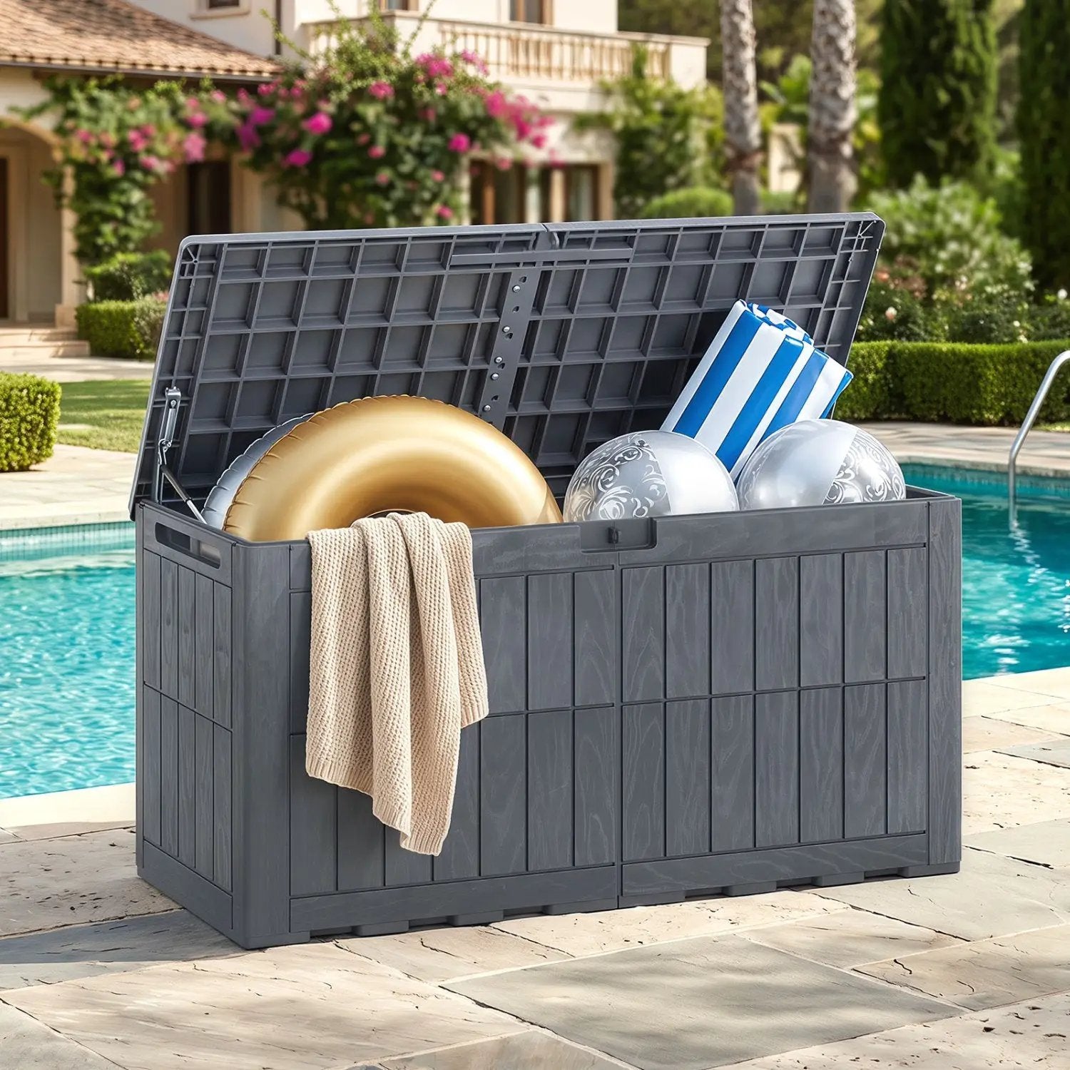 100 Gallon Outdoor Deck Box with Lockable Lid by DirectDeals