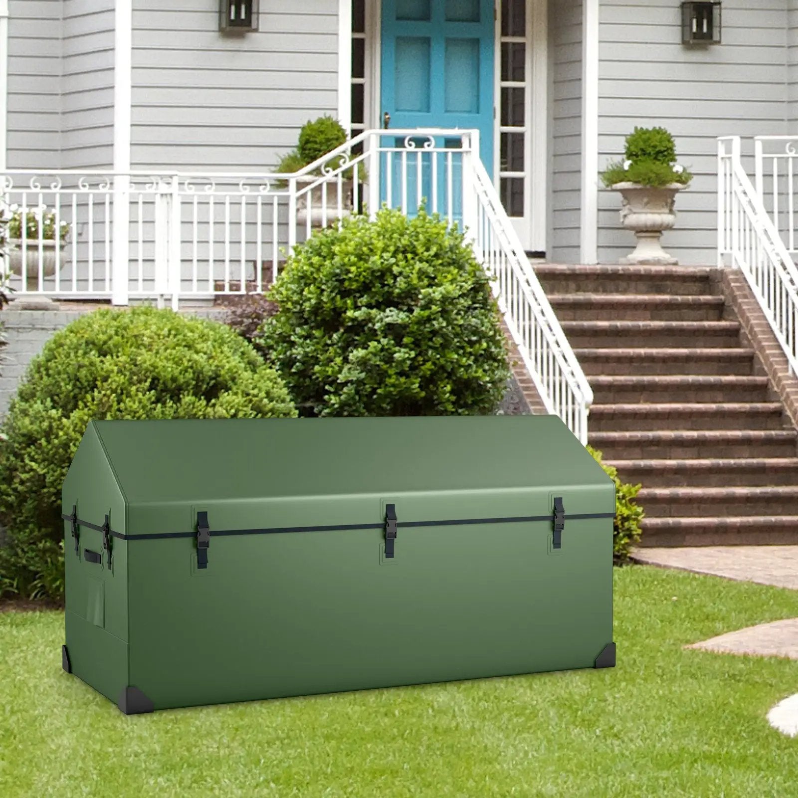 Waterproof Outdoor Storage Box with Ventilated Window Adjustable Snap-Green by DirectDeals