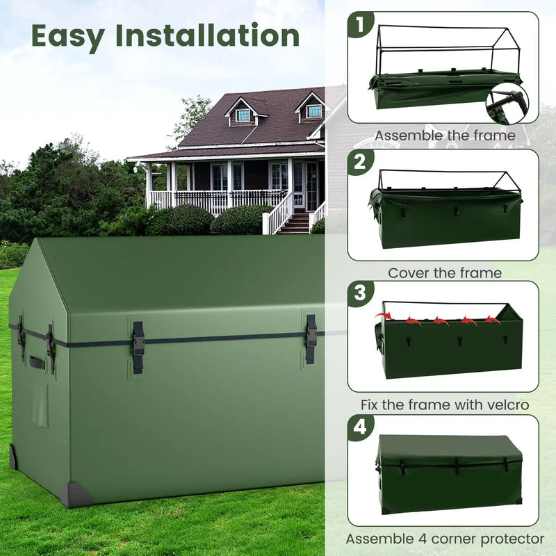Waterproof Outdoor Storage Box with Ventilated Window Adjustable Snap-Green by DirectDeals
