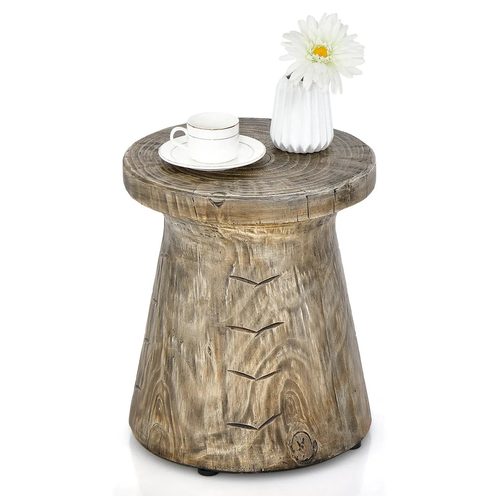 2-in-1 Rock End Table with Wood Grain for Living Room by DirectDeals