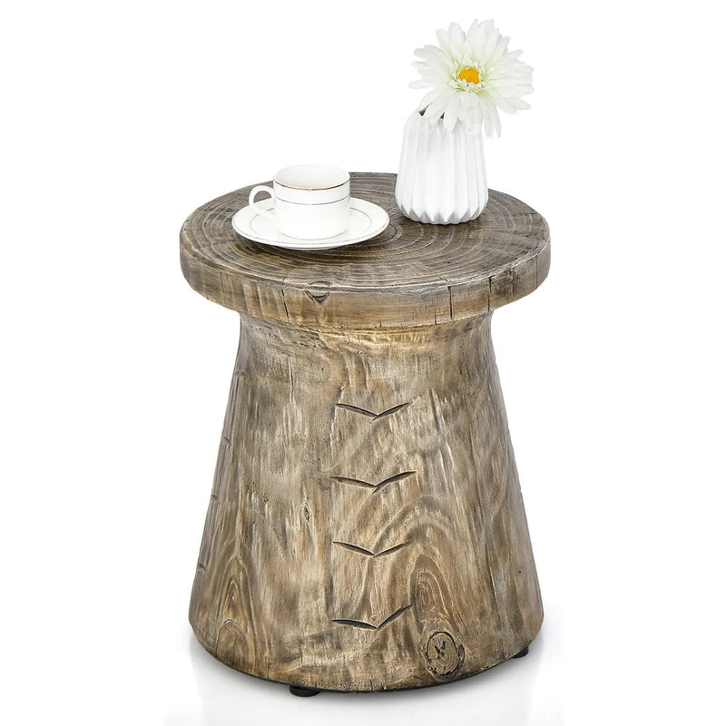 2-in-1 Rock End Table with Wood Grain for Living Room by DirectDeals