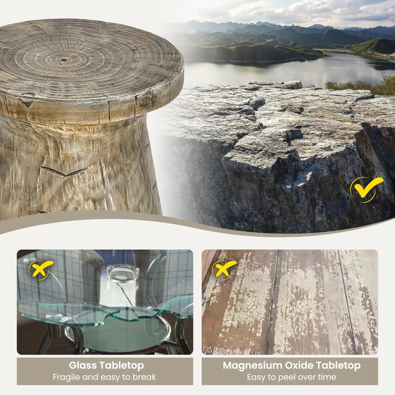 2-in-1 Rock End Table with Wood Grain for Living Room by DirectDeals