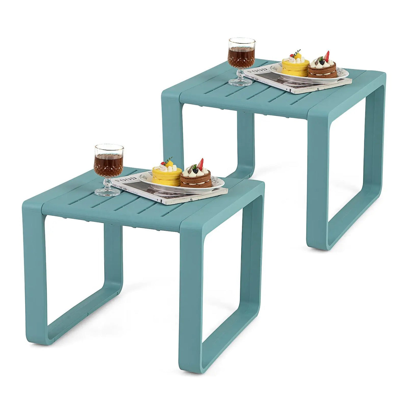 Weather Resistant Adirondack Outdoor Side Table Set of 2 by DirectDeals