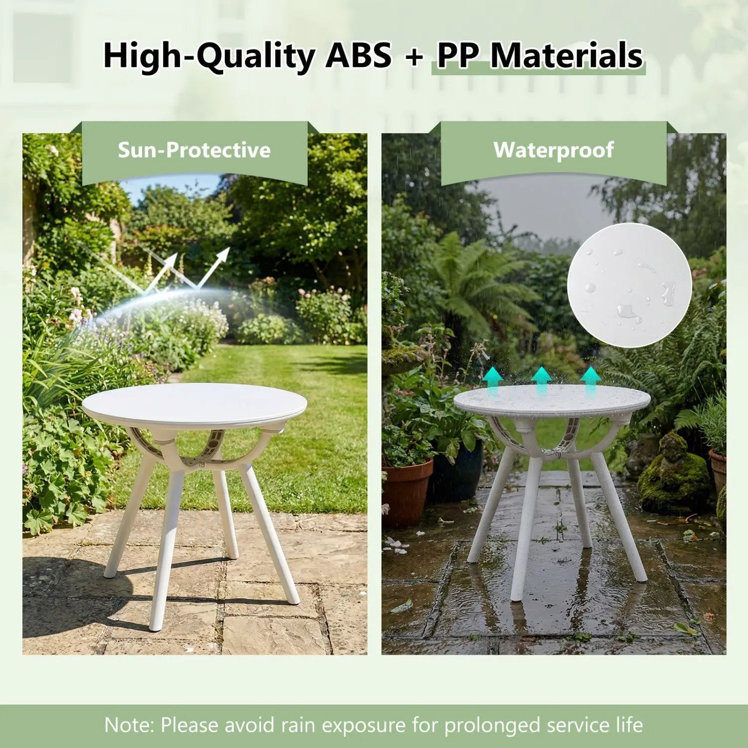 Weather-Resistant Circular Small End Table for Poolside and Balcony by DirectDeals