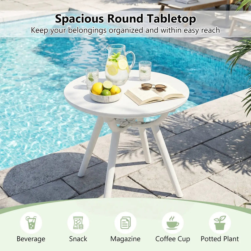 Weather-Resistant Circular Small End Table for Poolside and Balcony by DirectDeals