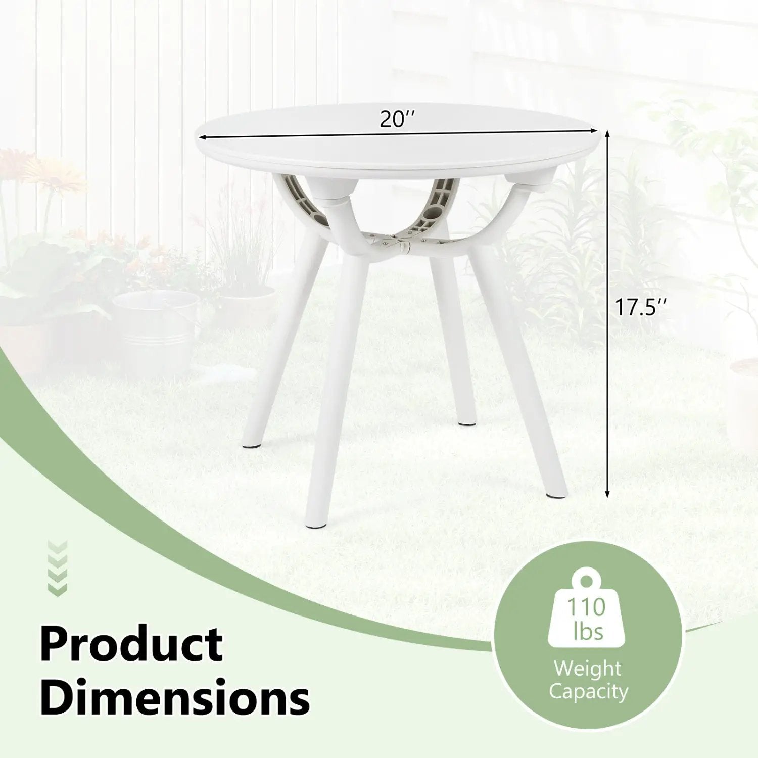 Weather-Resistant Circular Small End Table for Poolside and Balcony by DirectDeals