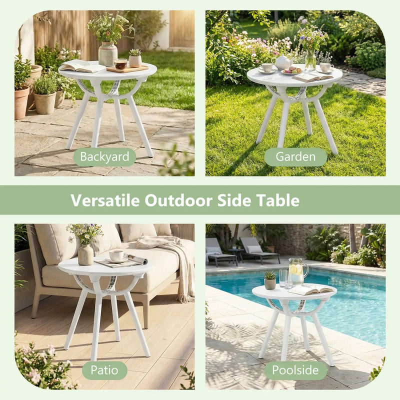 Weather-Resistant Circular Small End Table for Poolside and Balcony by DirectDeals