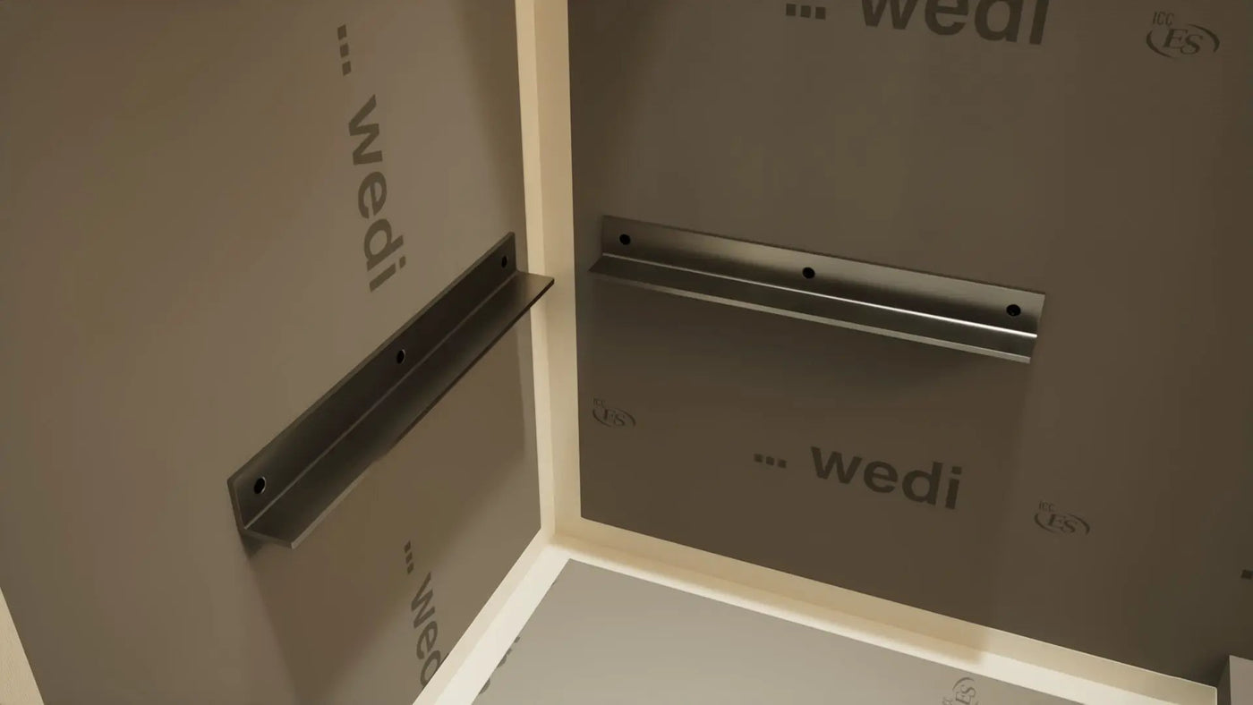 The Original Floating Corner Shower Bench Kit™ with wedi® by The Original Granite Bracket