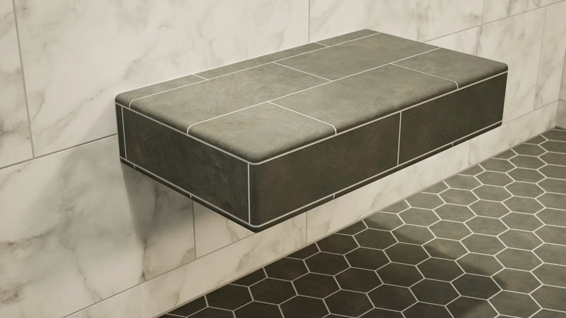 The Original Floating Shower Bench Kit­™ with GoBoard® & Original Shower Bench Bracket® by The Original Granite Bracket