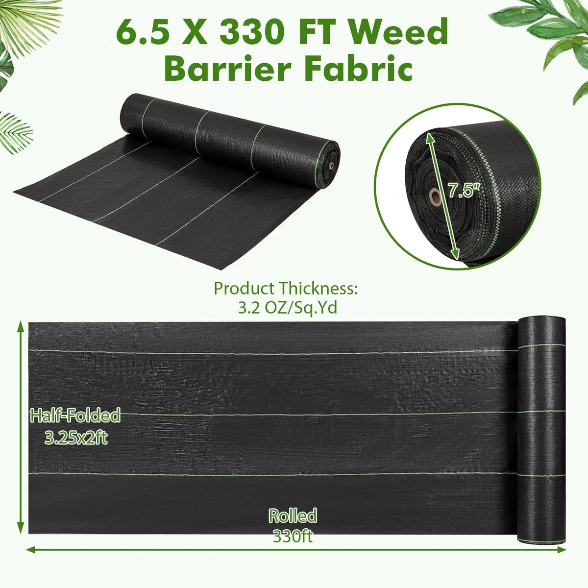 6.5 x 330/4 x 250/6 x 300 Feet Weed Barrier Landscape Fabric by DirectDeals