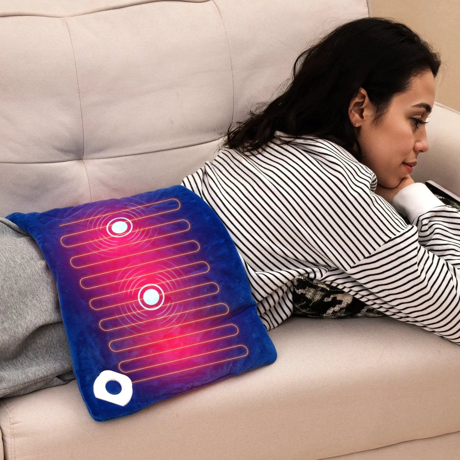 Weighted Heating Pad Electric Heated Pad with 2 Massagers Massaging Vibration by DirectDeals