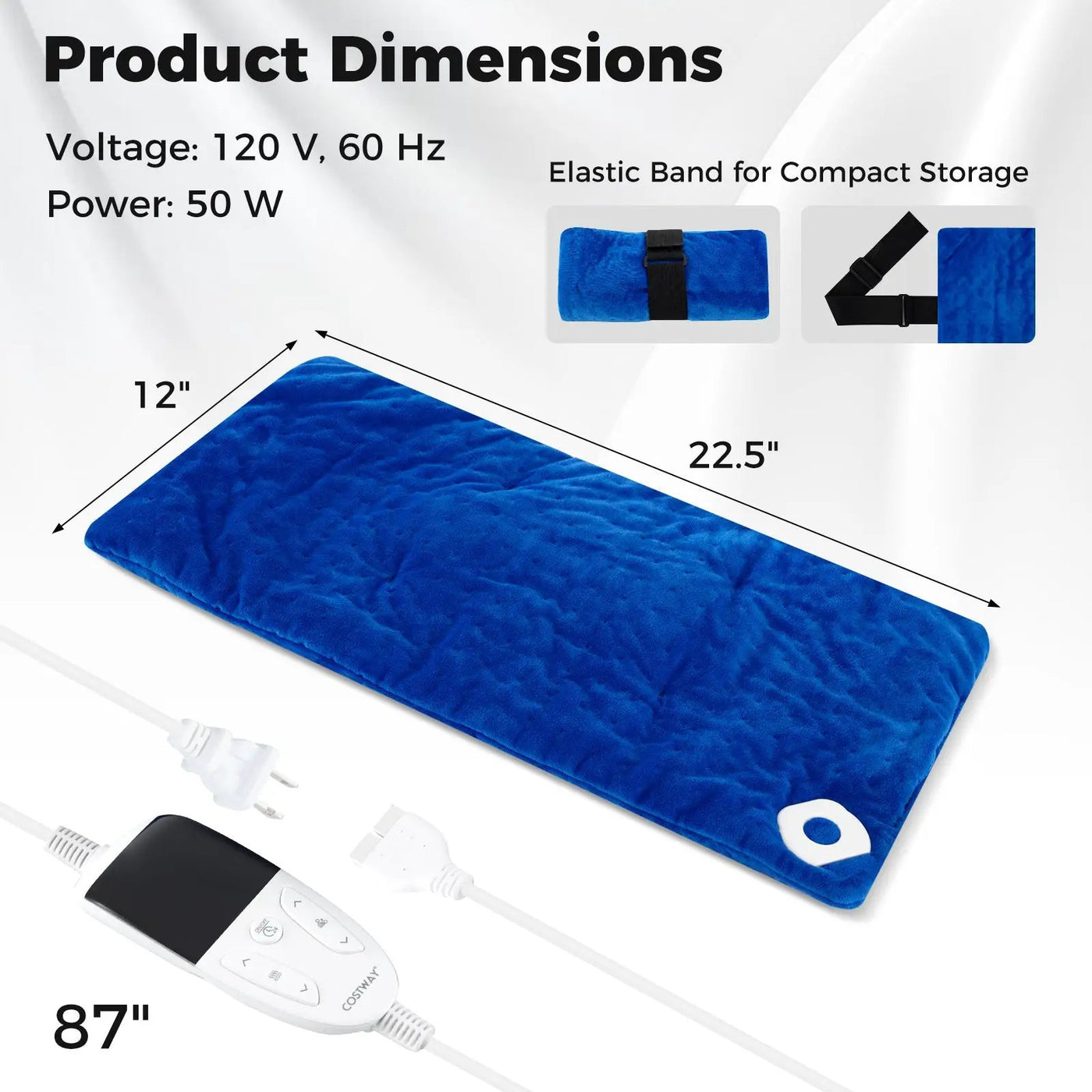 Weighted Heating Pad Electric Heated Pad with 2 Massagers Massaging Vibration by DirectDeals