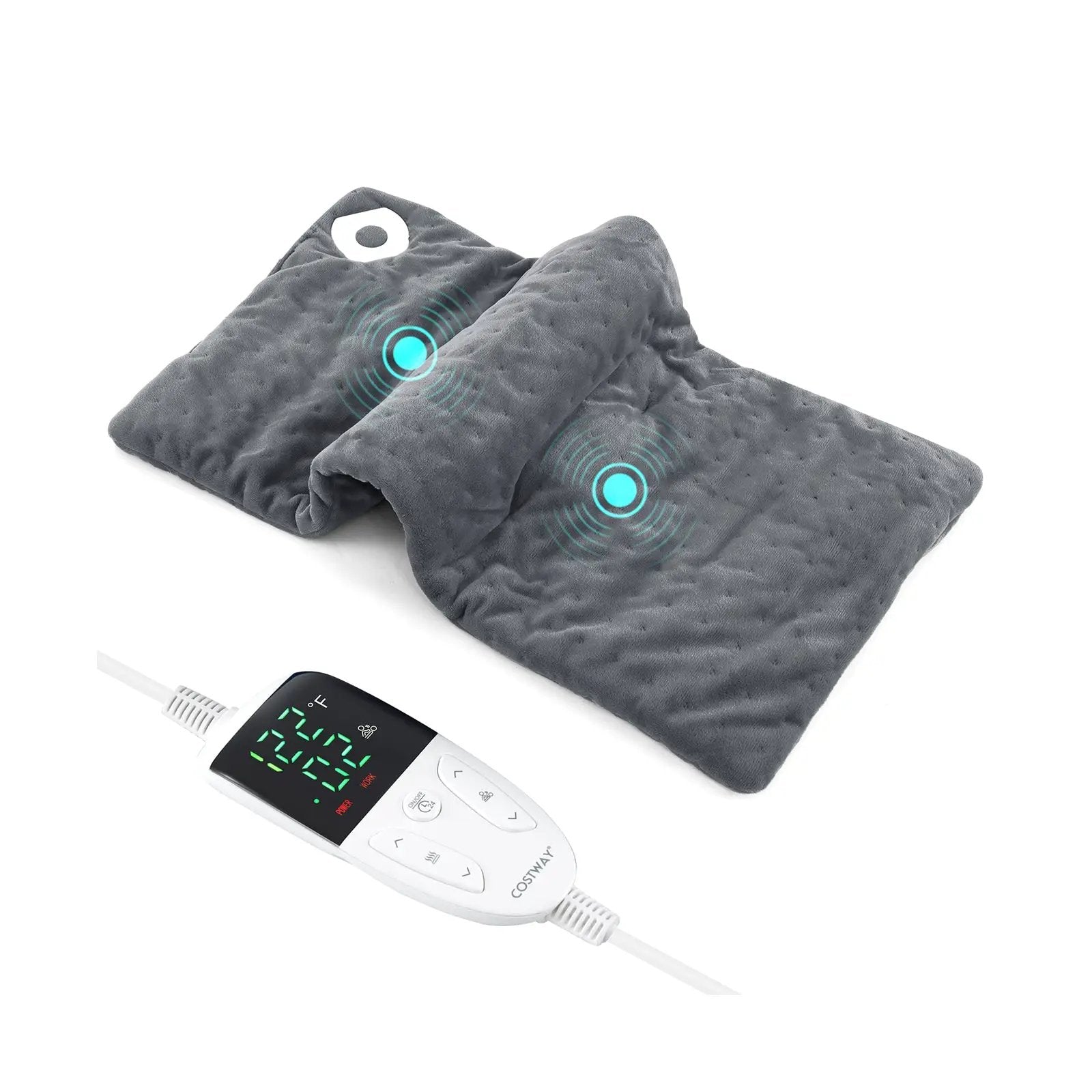 Weighted Heating Pad Electric Heated Pad with 2 Massagers Massaging Vibration by DirectDeals