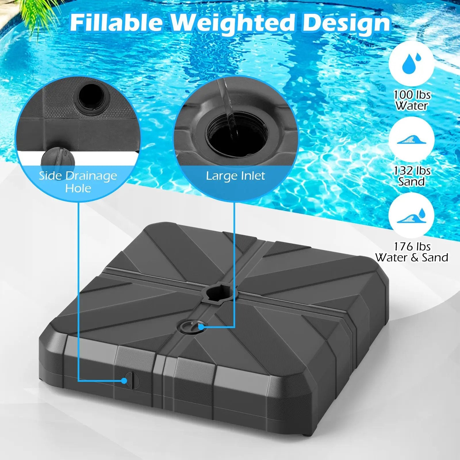 Weighted Offset Umbrella Base with Cross Bracket and Cut-out Handles by DirectDeals