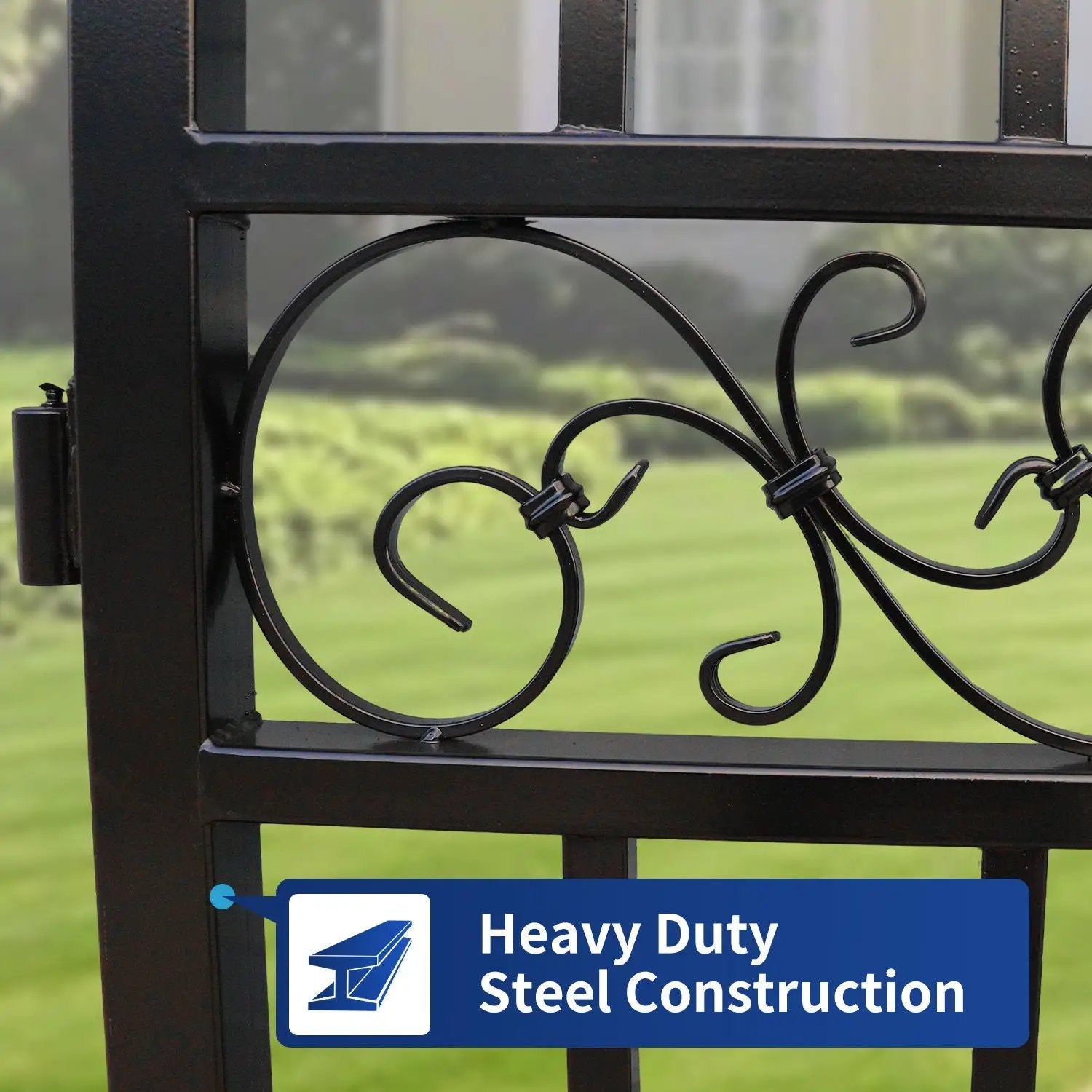 16x8 ft Steel Dual Swing Driveway Gate with Tree Pattern by Chery Industrial