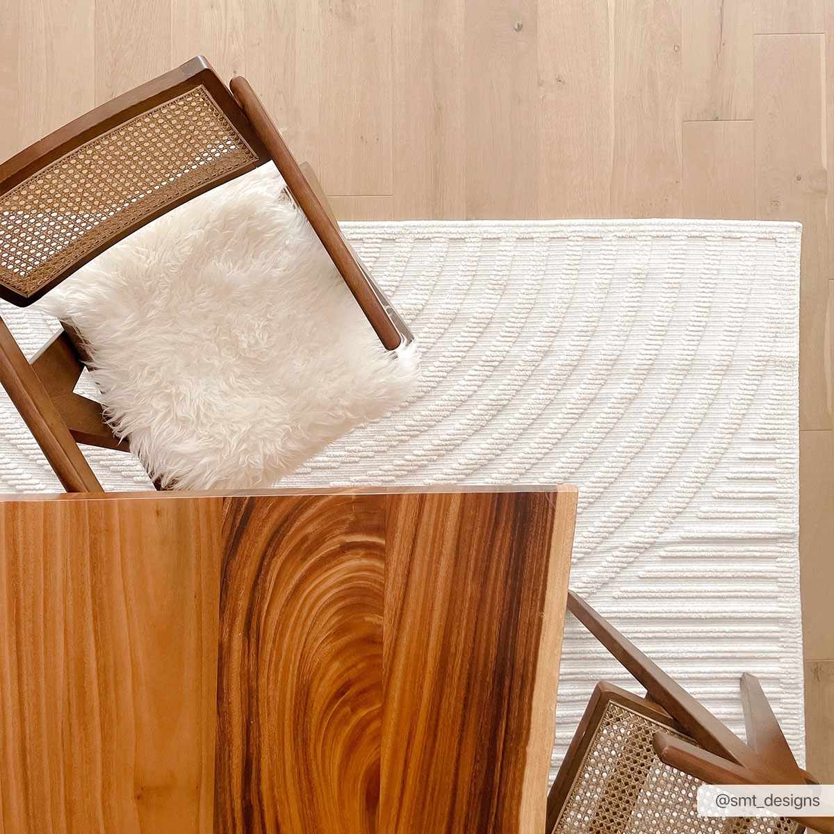 Deron White Washable 3D Rug by Boutique Rugs