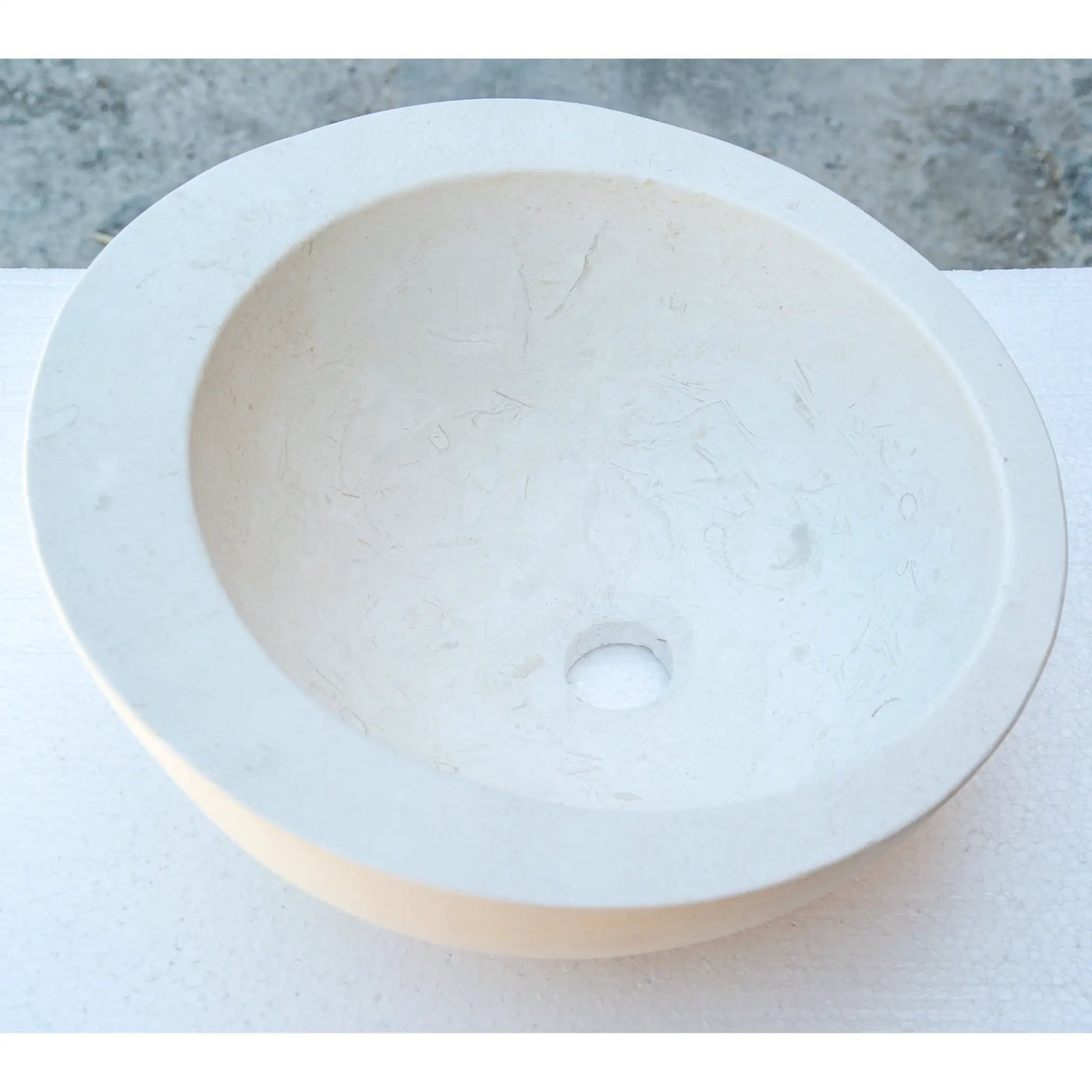 White Fossil Limestone Natural Stone Vessel Sink - Sloped Rim by GobekDesign