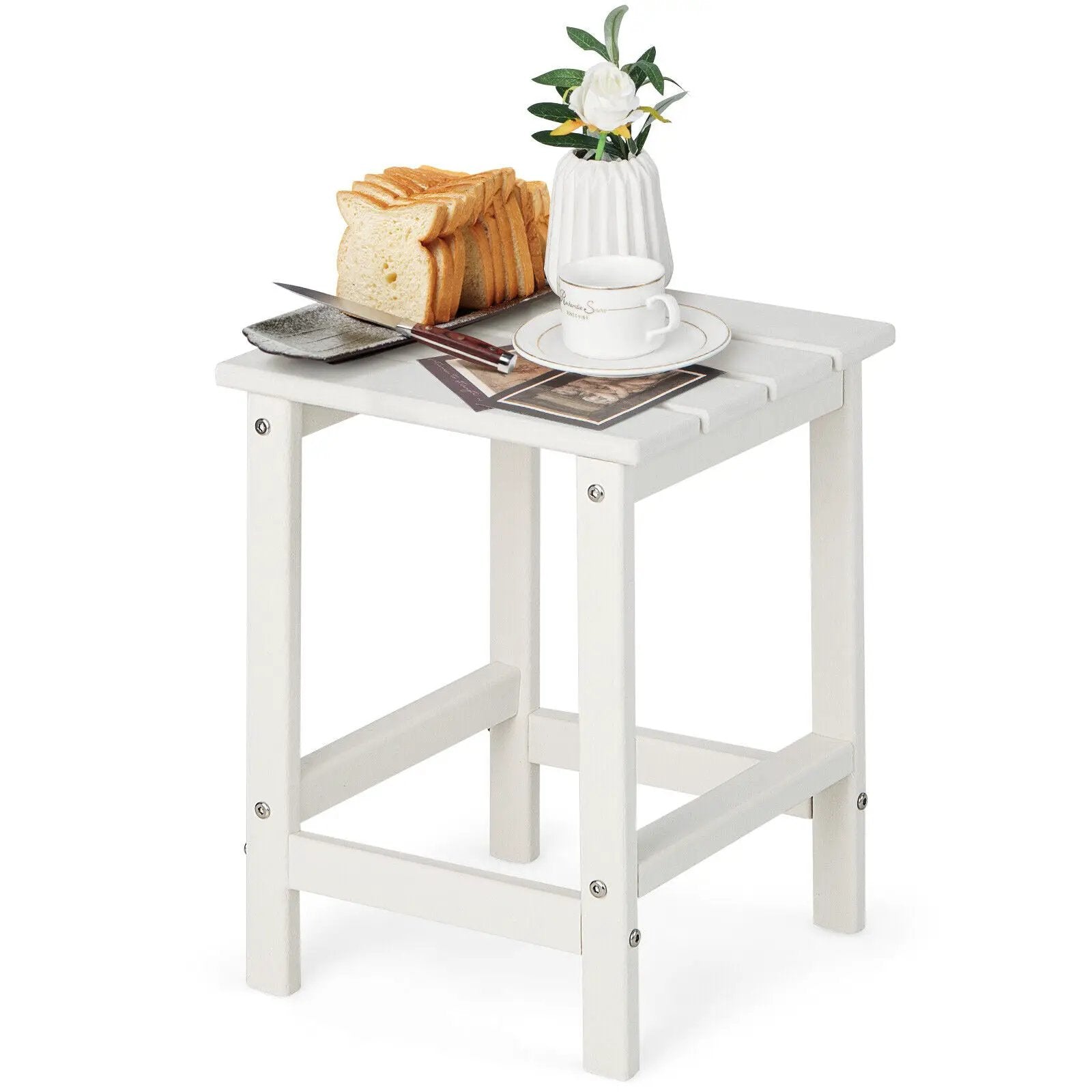 14 Inch Square Weather-Resistant Adirondack Side Table by DirectDeals