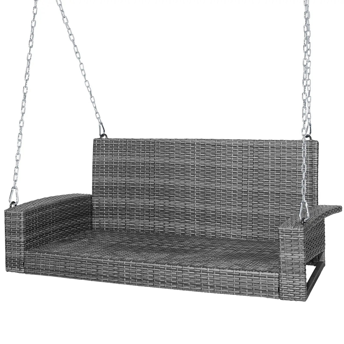 2-Person Patio PE Wicker Hanging Porch Swing Bench Chair Cushion 800 Pounds by DirectDeals