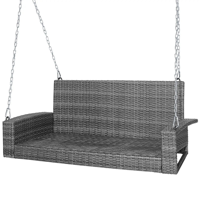 2-Person Patio PE Wicker Hanging Porch Swing Bench Chair Cushion 800 Pounds by DirectDeals