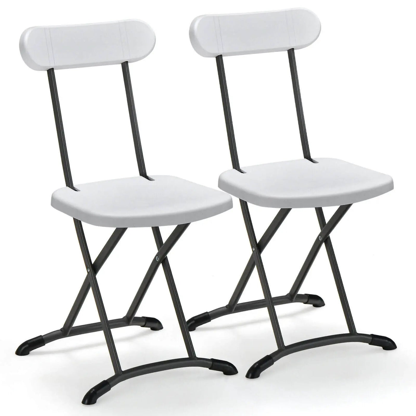 2 Pieces Outdoor Folding Chair Set with Sturdy Frame and Ergonomic Backrest by DirectDeals
