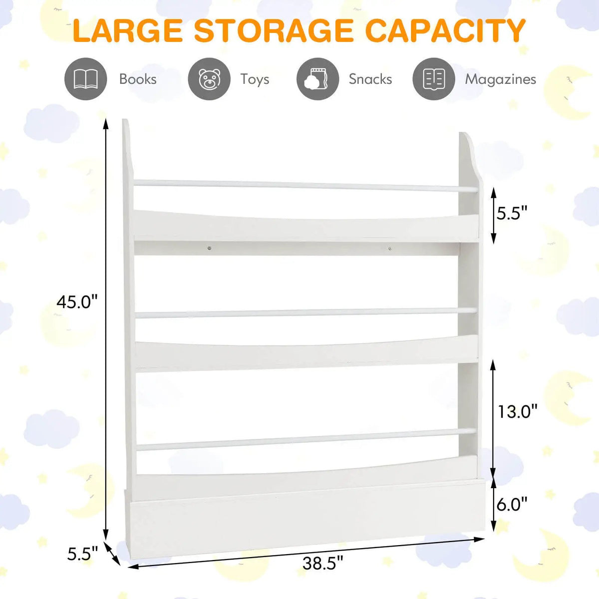 3-Tier Bookshelf with 2 Anti-Tipping Kits for Books and Magazines by DirectDeals