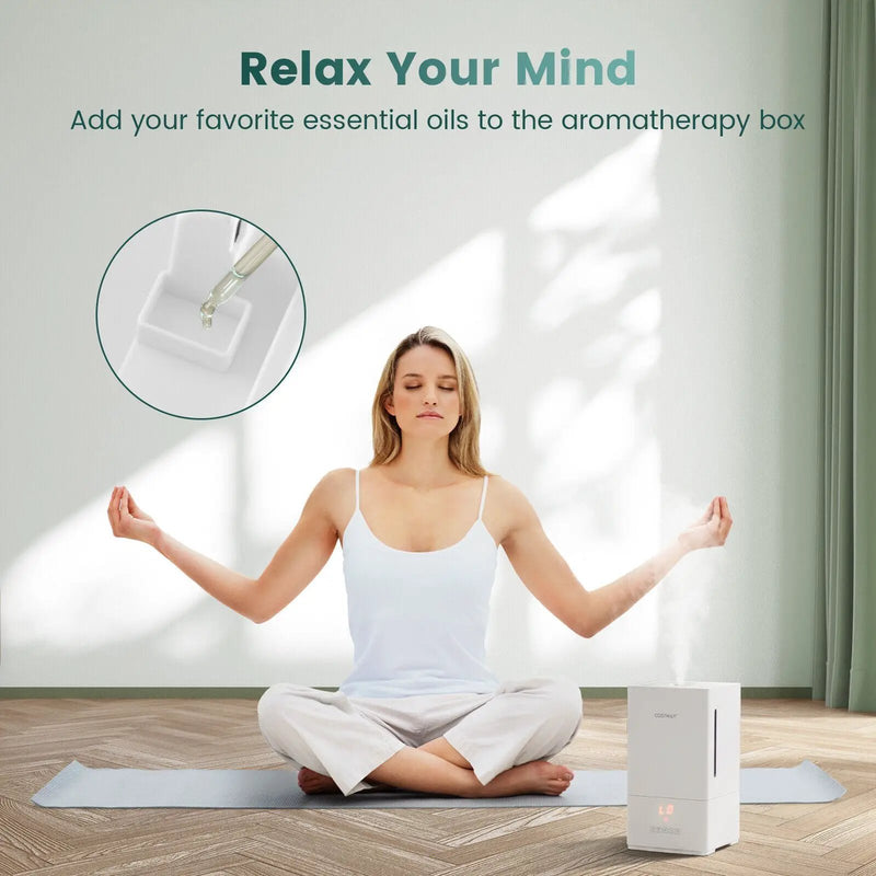 4L Ultrasonic Humidifier with Essential Oil Diffuser and 2 Mist Levels-White by DirectDeals