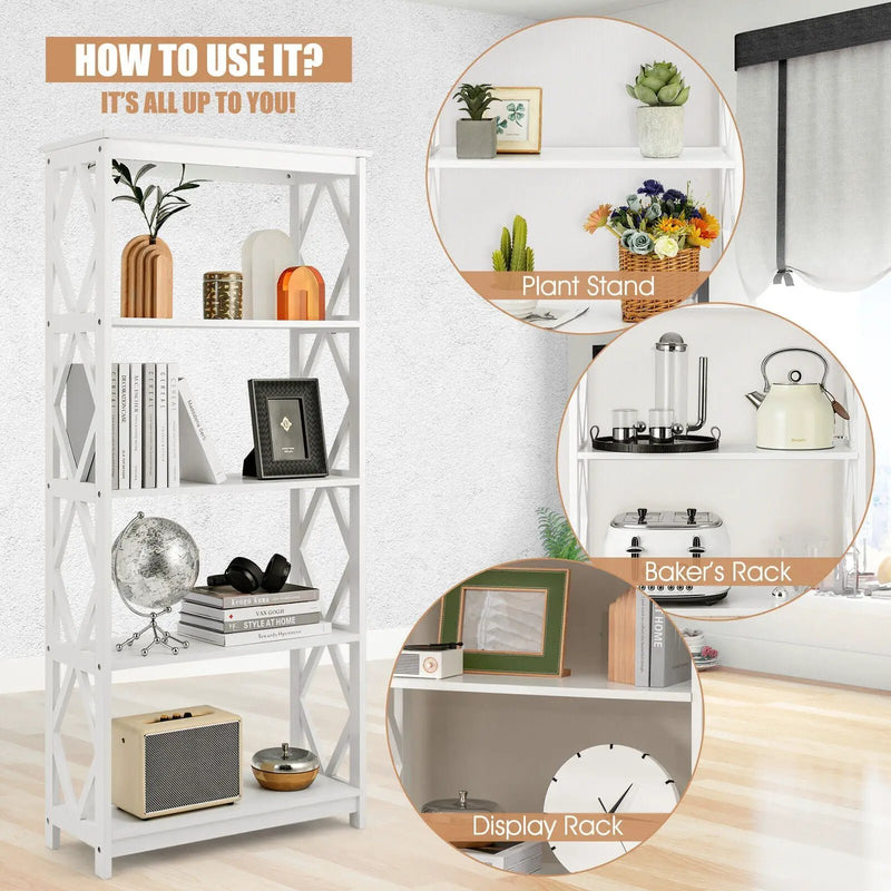 5-Tier Modern Freestanding Bookcase with Open Shelves by DirectDeals