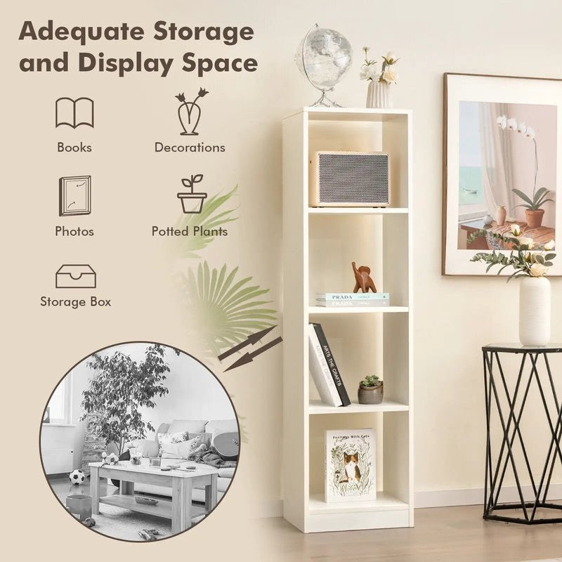 5 Tiers 4-Cube Narrow Bookshelf with 4 Anti-Tipping Kits by DirectDeals