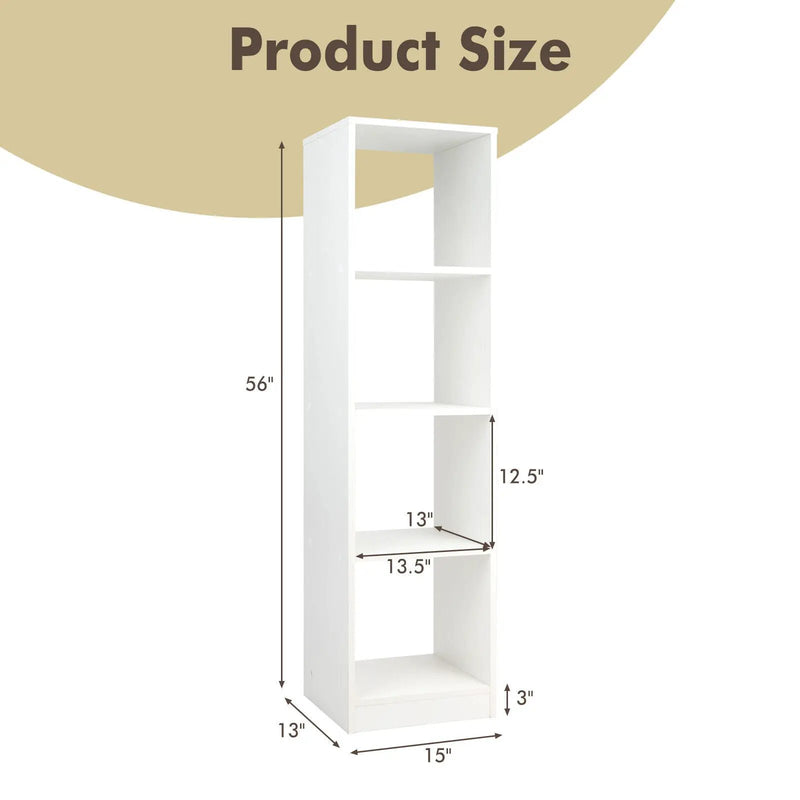 5 Tiers 4-Cube Narrow Bookshelf with 4 Anti-Tipping Kits by DirectDeals