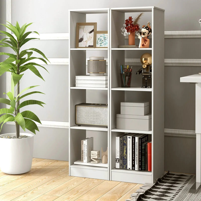 5 Tiers 4-Cube Narrow Bookshelf with 4 Anti-Tipping Kits by DirectDeals