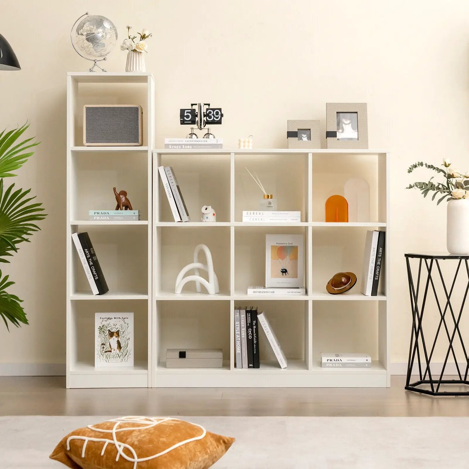 5 Tiers 4-Cube Narrow Bookshelf with 4 Anti-Tipping Kits by DirectDeals