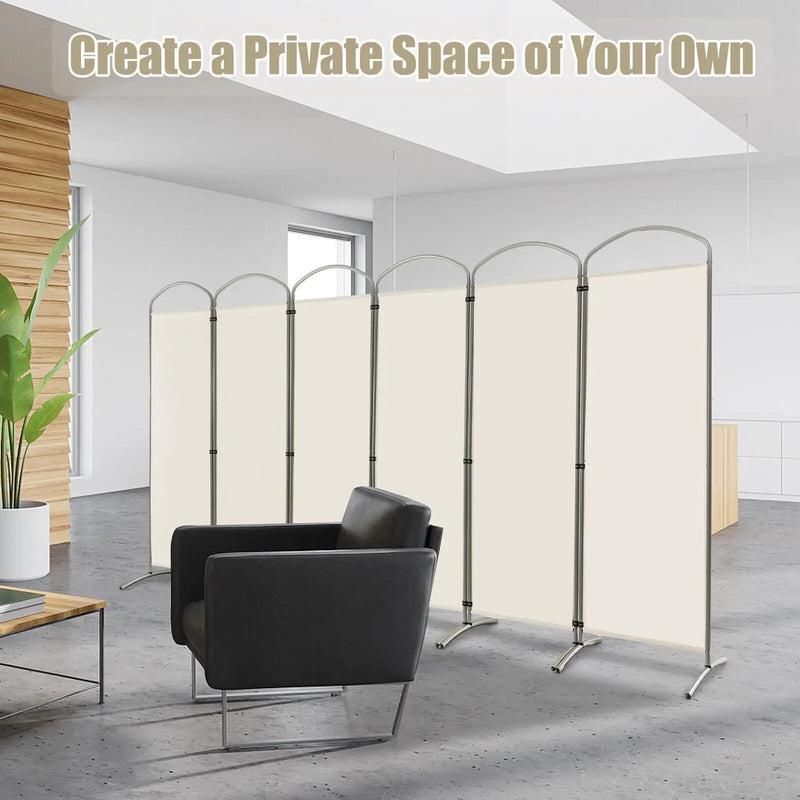6 Feet 6-Panels Freestanding Folding Privacy Screen-White by DirectDeals