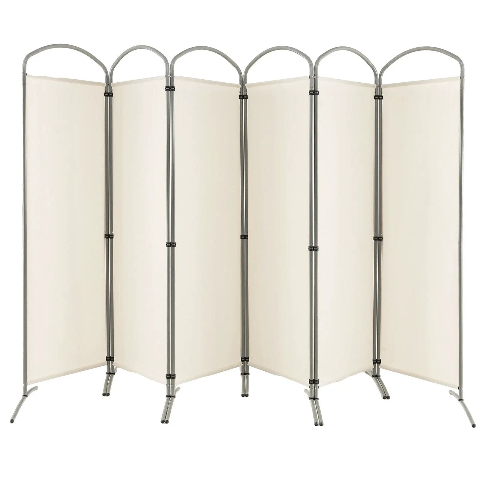 6 Feet 6-Panels Freestanding Folding Privacy Screen-White by DirectDeals