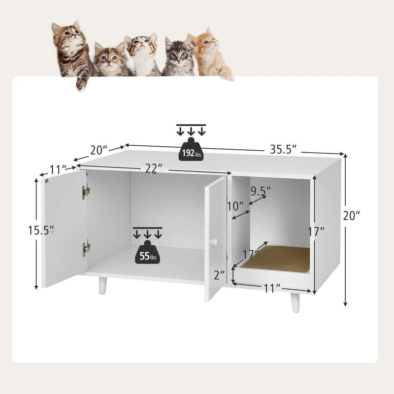 Cat Litter Box Enclosure with Divider and Double Doors by DirectDeals