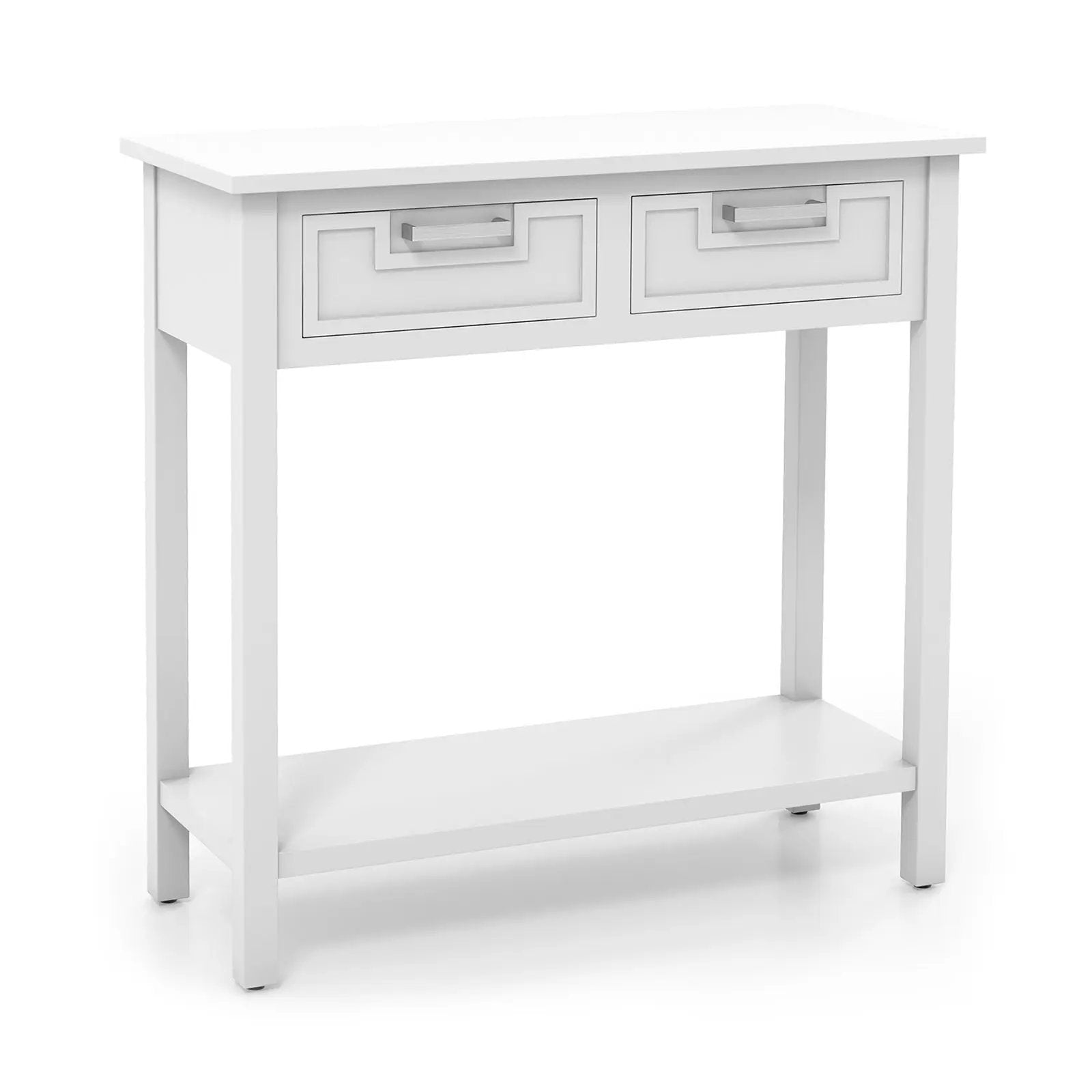 Narrow Console Table with Drawers and Open Storage Shelf by DirectDeals