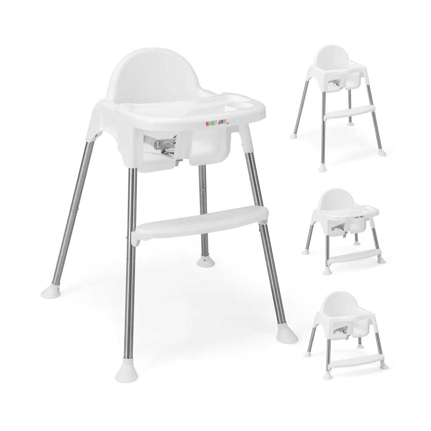 4-in-1 Convertible Baby High Chair with Removable Double Tray by DirectDeals