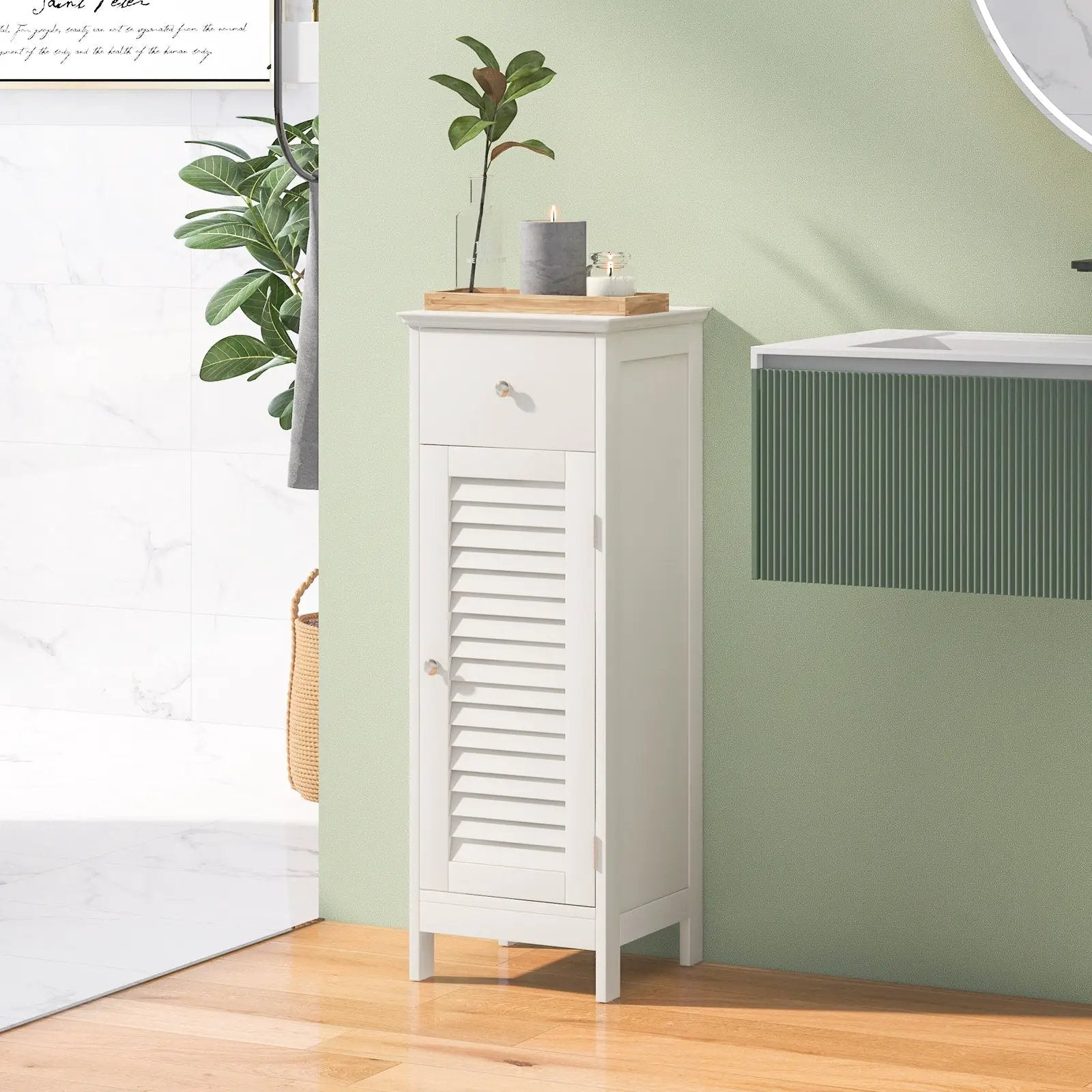 Woodern Bathroom Floor Storage Cabinet with Drawer and Shutter Door by DirectDeals