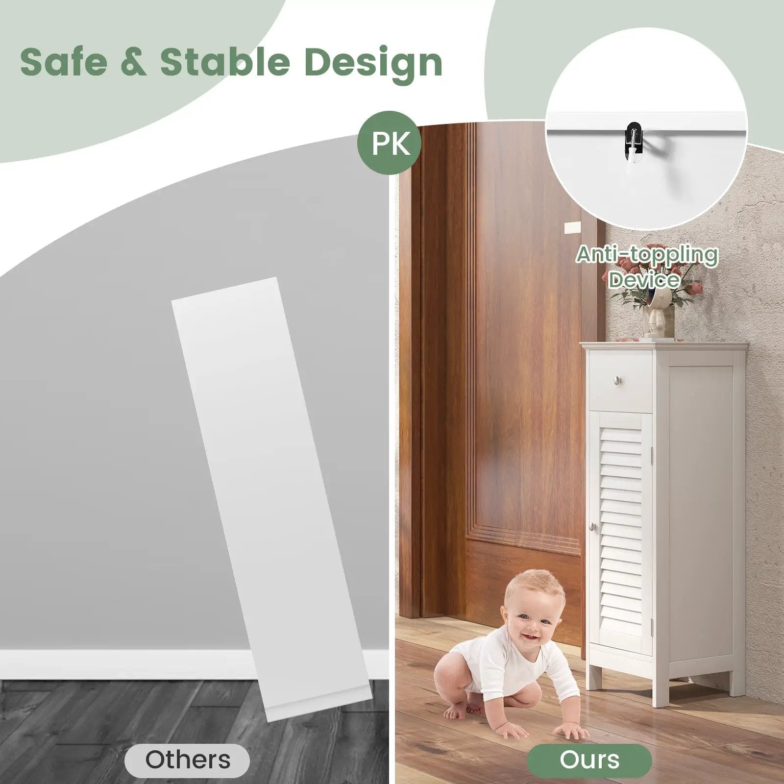 Woodern Bathroom Floor Storage Cabinet with Drawer and Shutter Door by DirectDeals