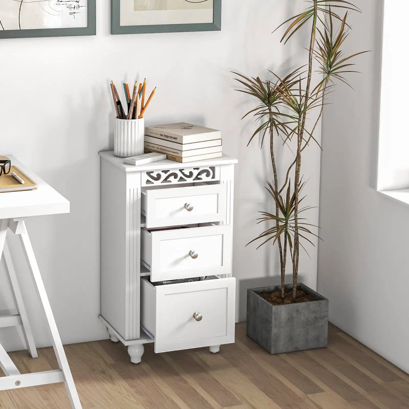 3-Drawer Freestanding Bathroom Storage Cabinet with Anti-toppling Device-White by DirectDeals