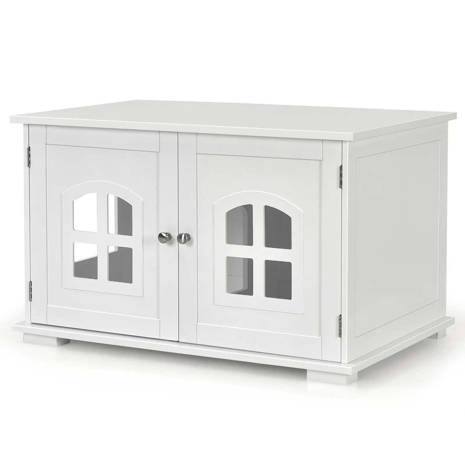 Wooden Cat Litter Box Enclosure with Divider - White by DirectDeals