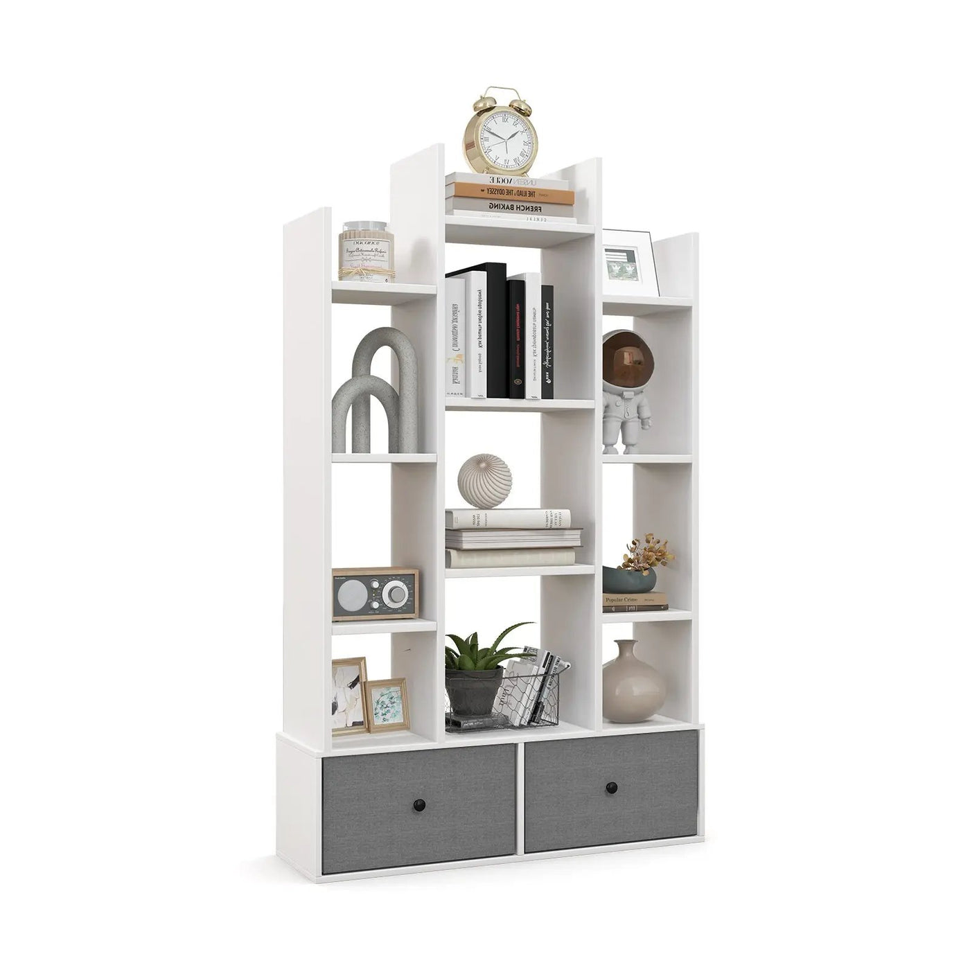12-Tier Open-Back Freestanding Bookshelf with Drawer by DirectDeals