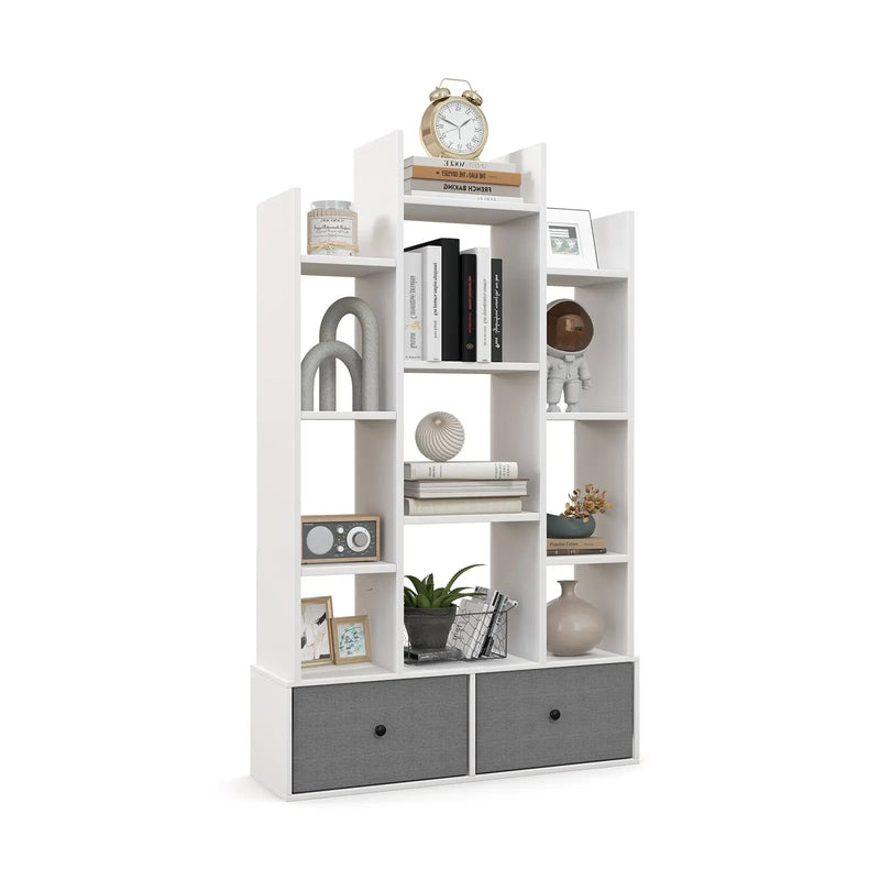 12-Tier Open-Back Freestanding Bookshelf with Drawer by DirectDeals
