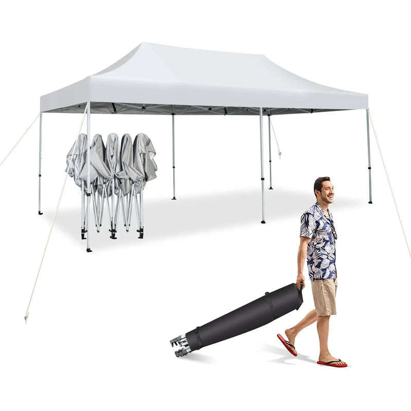 10 x 20 Feet Outdoor Pop-Up Patio Folding Canopy Tent-White by DirectDeals